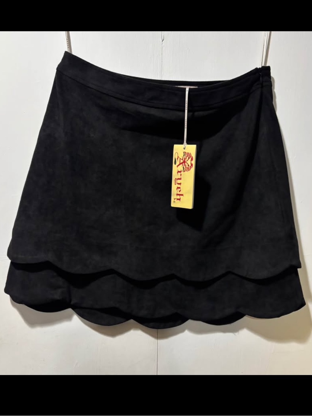 NWT Faux Suede Skirt Aryeh Black Zipper Women's Small